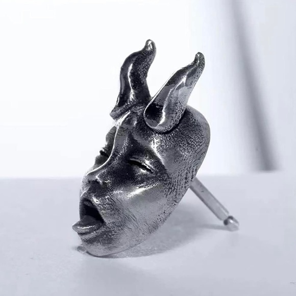 Baby Hannya Masks~ Horned Demon Oni Gargoyle Horror Medieval Theatre Oddity Stud - Picture 8 of 16